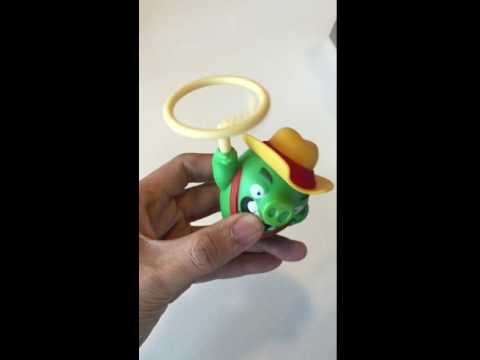2016 McDONALD ANGRY BIRDS THE MOVIE TOYS GREEN PIGGY SWING LASSO FUNNY