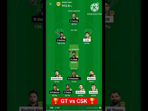 🏆 GT vs CSK 🏆 || gt vs csk winner dream 11 #dream11 #iplt20