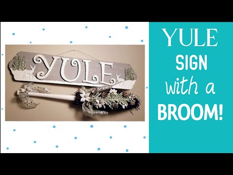 DIY Winter Solstice Sign with a broom! Wicca-Witch-Pagan-Witchcraft-Paganism-Yule-holiday decoration