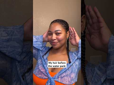 Before vs. After the water park #curlyhairstyles #protectivestyles #frenchbraid #haircare