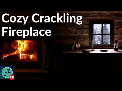 Ambiance Crackling Fireplace | Relaxing Crackling Fire Log Cabin | Falling Snow Calming Mind Ambient