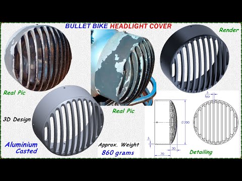 BULLET BIKE HEADLIGHT COVER in 3D Design, #CAD, #fusion360, #solidedge, #solidworks, #creo, #casting