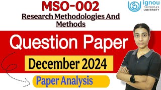 MSO-002  |December 2024| Question Paper| Paper Analysis & Discussion|Ignou classes by Nisha| IGNOU