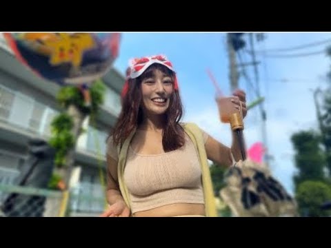 ノーブラ散歩inお祭りでおっぱい揺れすぎました