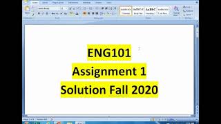 Eng 101 Assignment No 1 Solution  Fall 2020/2021 ||VU|| Virtual Universe