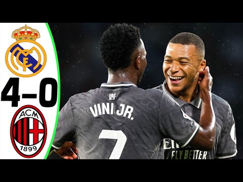 Real Madrid vs AC Milan 4-0 - All Goals and Highlights - 2024 🔥 MBAPPE