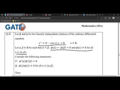 GATE 2023 MAthematics , Ordinary Differential equation