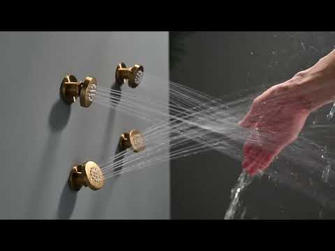 Bostingner Shower Body Spray Jets, Gold Brass Round Shower Body Sparyer Spa Massage Showerhead