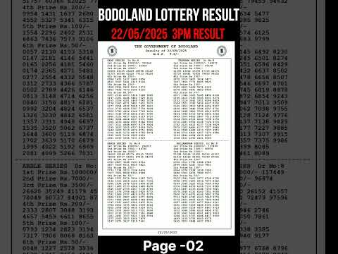 Bodoland Lottery Result 3PM 22/05/2025