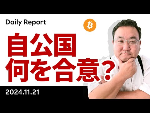 ビットコイン95000ドル、自公民3党合意、国民民主は分離課税要求