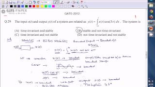 GATE 2012 ECE - Finding Type of a given system Stable and Time variant