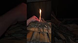 Building the top down fire in a fireplace or wood stove 🔥