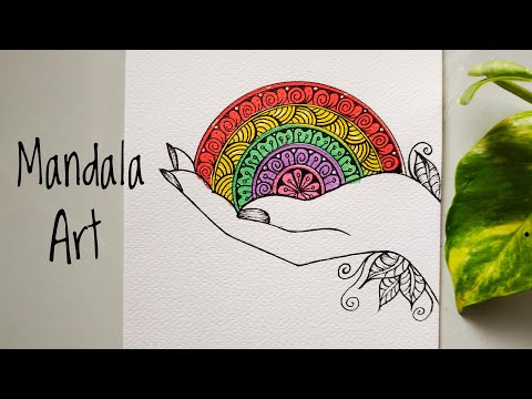 mandala art for beginners | easy drawing | drawing tutorial | pastel rainbow mandala ☁️🌈 | therapy