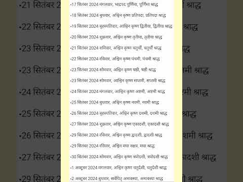 2024 में पितृ पक्ष (श्राद्ध)की तिथियां - इस वर्ष श्राद्ध पक्ष कब से कब तक