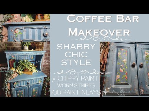 DIY Shabby Chic Cofffe Bar Makeover Using Paint Couture Crust Texture, Saltwash and IOD-Paint Inlays