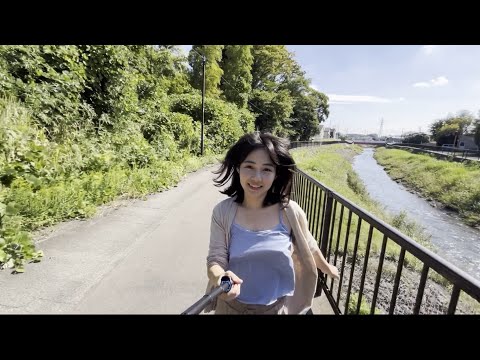 【ノーブラ散歩】田舎の川沿いを散歩してみました