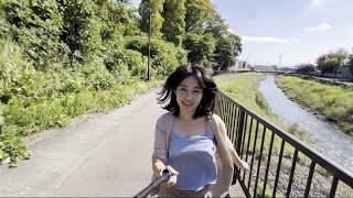 【ノーブラ散歩】田舎の川沿いを散歩してみました