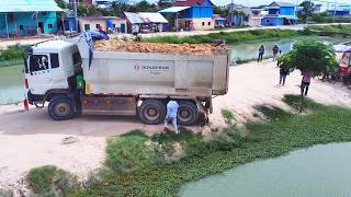 Start project!! Dx17c3 bulldozer land fill so skill delete with 25ton dump truck push soil 