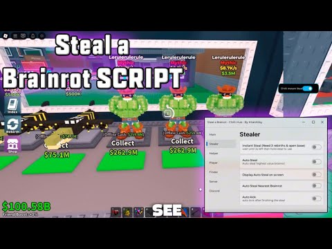 Steal a Brainrot SCRIPT Gui with INSTANT STEAL, Speed Boost, Noclip + ANTI KICK! *NO KEY*