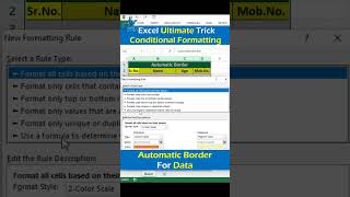 Excel Ki Conditional Formatting 😮 Automatic Border For Data #shorts