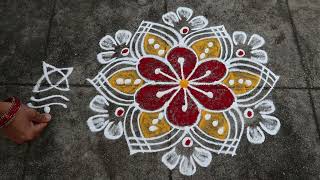 Friday Rangoli Designs🌻 5x3 dots Small Daily Muggulu🌻Easy Kolam Designs🌻Side Border Rangoli Designs