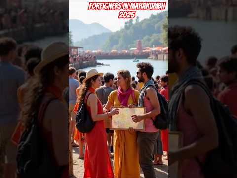 Sangam bath of foreign tourists in Mahakumbh 2025 #mahakumbh2025 #mahadev #ytshort #foreigners 🚩🙏🕉️🚩