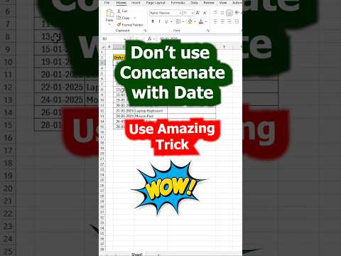 Don't Use Concatenate with Date in Excel like this‼️Instead Use Amazing Trick #excel #exceltips
