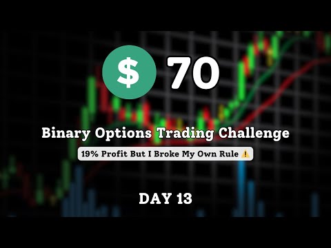 $70 Binary Options Trading Challenge – Day 13 | 19% Profit But I Broke My Own Rule ⚠️