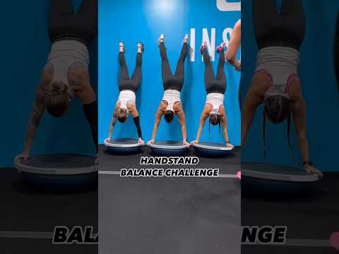 Handstand Balance Challenge with your gym besties ! #bosu #bosuball #balancechallenge