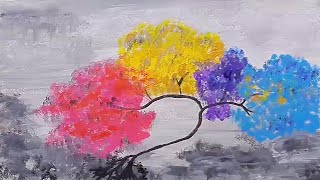 Acrilic Painting  🎨 RAINBOW TREE 🎨| How to Draw | Magic Paintings