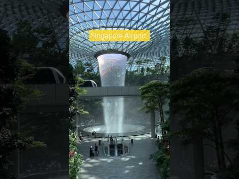 Singapore Airport Waterfall!! #singapore #singaporeairport #singaporetravelguide #singaporewaterfall