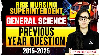 General Science Previous Year Questions Solved 2015–2025 | RRB Nursing Superintendent PYQ Questions