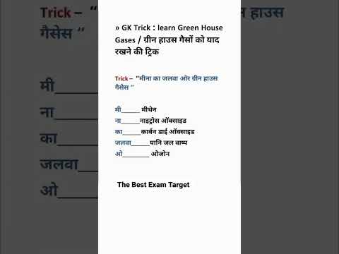 ग्रीन हाउस गैसों को याद करने की ट्रिक trick to remember green house gases