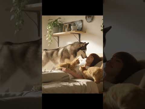 Who Wakes Her First? The Pets Are Fighting Over It! 😼🐶 😼🐶#anjingmarah #แมวจริงจัง #chótroll