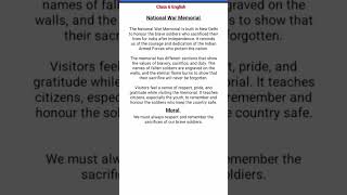 National War Memorial Summary Class 6 English #class6#summary#thestudyspottt#youtubeshorts
