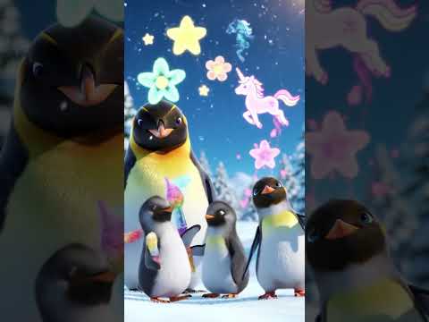 Penguin & Babies Paint Snow with MAGIC Brushes! 🐧🎨 #Shorts