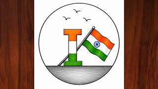 Very Easy Independence Day Letter  Drawing Indian Flag Creative Drawing 15 August Drawing Tutorial