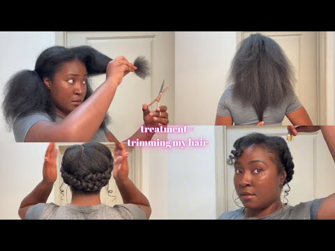 Aphogee Treatment, Trimming My Natural Hair + Easy Protective Style | Hair Vlog