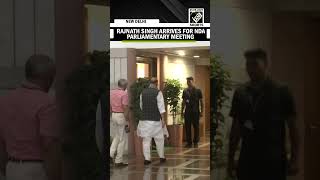 Raksha Mantri Rajnath Singh arrives in Parliament for NDA Parliamentary Meeting