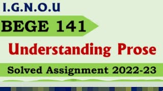 BEGE 141 Solved assignment 2023|| IGNOU Solved Assignments | IGNOU Study Point|| #ignou #assignment