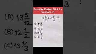 Add Mixed Fractions in Seconds 🤯 | Speed Math Trick for Exams | Fractions Shortcut #shorts #fraction