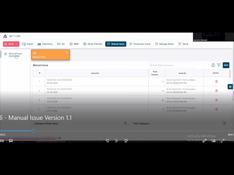 BETs ERP | 16 - Manual Issue | Inventory/Procurement Module