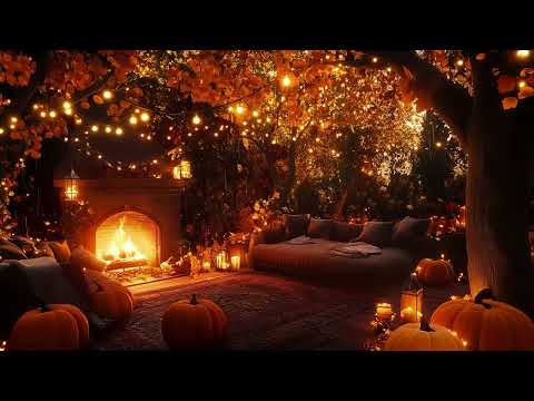 Stress-Free Autumn Porch Vibes 🍂 | Pumpkin Carving, Jazz & Rain