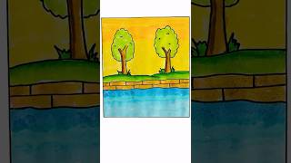 How to draw a scenery #easy #drawing #tutorial #forkids #diy #preschool #learntodraw #art #beautiful