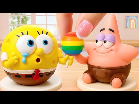 Chocolate Cake Decorating With SpongeBob & Rainbow Lollipop [4K] 🍭Funny DIY Satisfying Mini Cake