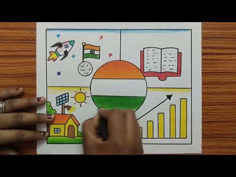 Viksit Bharat 2047 Poster Drawing / My Vision For India In 2047 Drawing / Viksit Bharat Ki Drawing