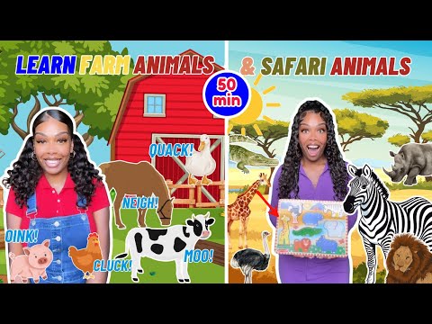 Learn Farm Animals and Safari Animals | Learning with Ms Houston