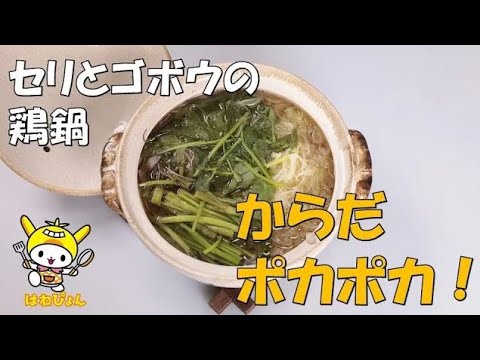 美味しい鍋でお腹も満足♪「セリとゴボウの鶏鍋」管理栄養士監修（池上総合病院）