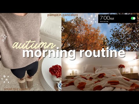 7AM FALL MORNING ROUTINE! wfh, pumpkin pancakes, small biz story