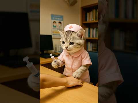 「むぎのナース仕事の1日に密着」#cat #バイト #マンチカン #cute #動物 #猫 #shorts